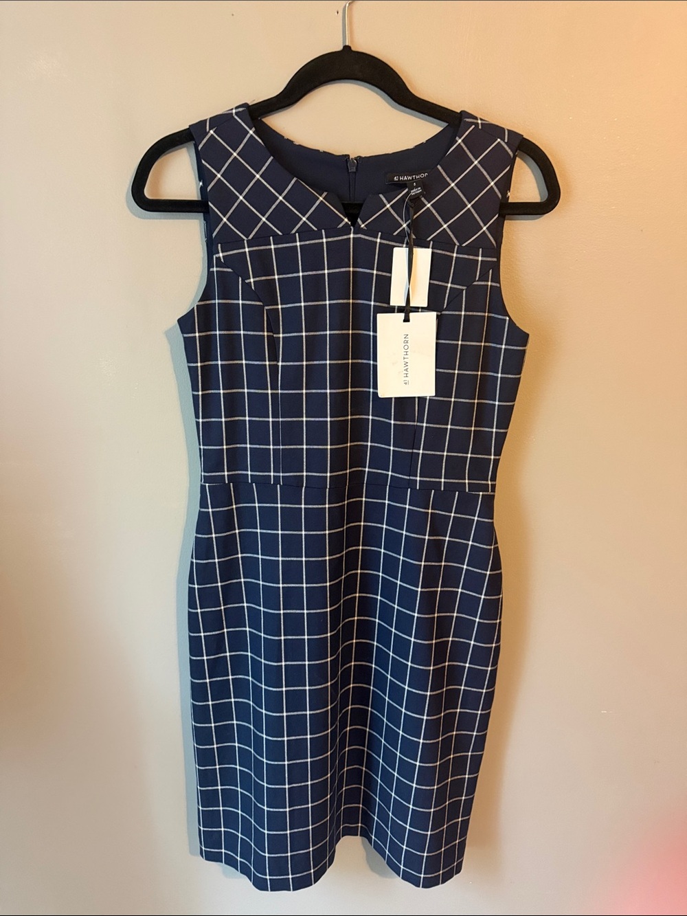 41 Hawthorn Navy Blue Plaid Wendy Knit Dress.  Size 4